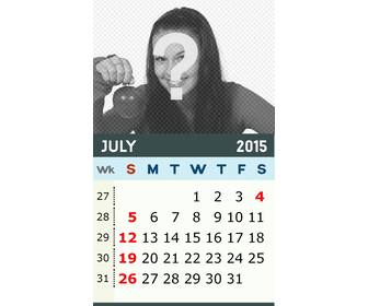 2015 calendar of july for the united states with ur photo