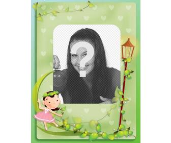 child picture frame with girl and green moon