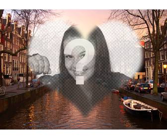 postcard in an amsterdam canal