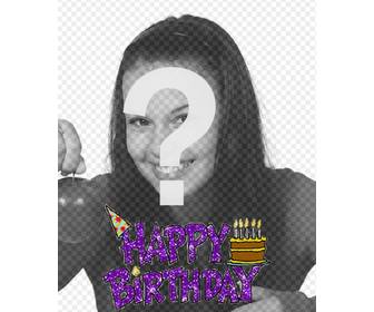 birthday card with glitter effect customizable with ur photo