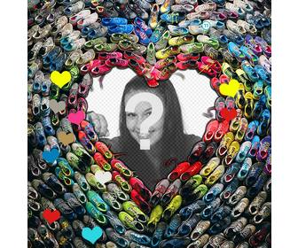photomontage with heart made of slippers