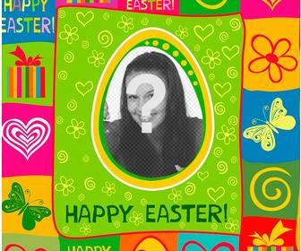 colorful easter holiday postcard with ur photo