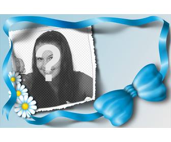 photo frame with blue tie and daisies where u can frame ur image