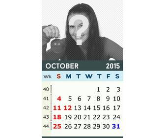 2015 calendar of october for the us with ur photo