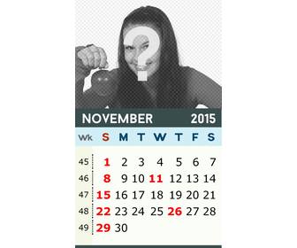 customizable monthly calendar for november 2015 for the us