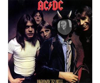 photomontage with the cover of highway to hell ac dc bon scott wequotll be with horns