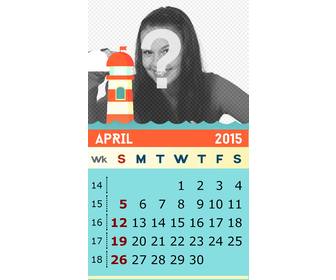 monthly calendar of april 2015 with ur photo for spain