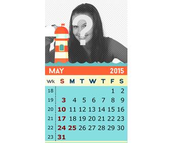 calendar of 2015 for may with ur photo