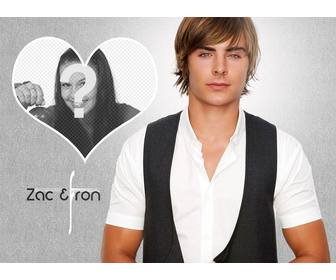 photomontage in heart with actor zac efron