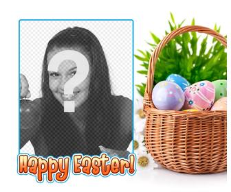 photo frame with an image of easter eggs with text