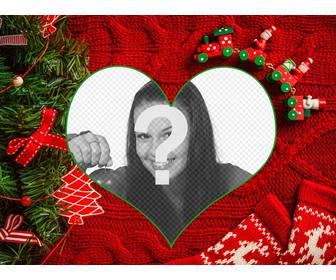 collage with ur picture in heart shape with christmas background