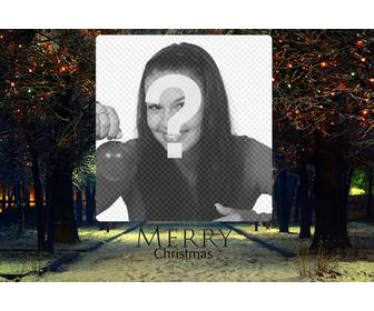 add ur photo to this christmas landscape with the phrase merry christmas