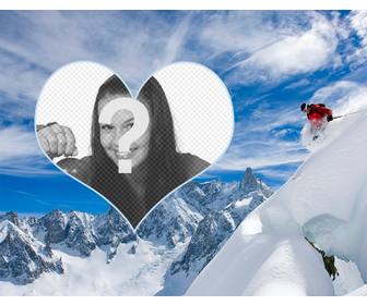 photo frame of skier to put ur photo in heart