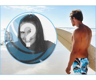 collage with ur photo and surfer on the beach
