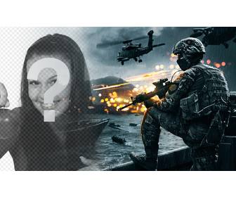 battlefield video game photomontage with ur photo
