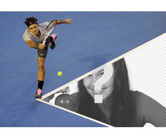 photomontage with roger federer and ur picture on the tennis court