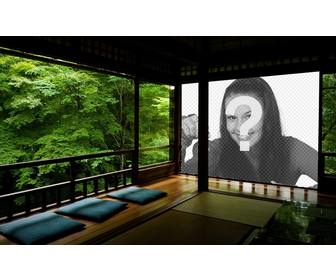 photomontage of japanese zen and ur projected on wall picture