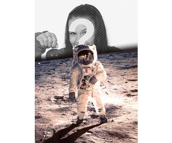 photomontage with the famous photo of neil armstrong on the moon