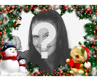 christmas frame to put ur picture with cat singing