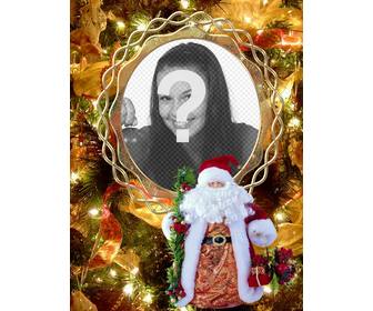 put ur photo on christmas tree with santa claus