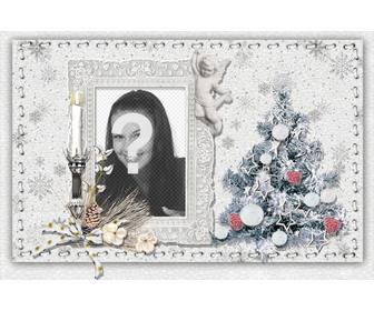 christmas card to personalize with ur photo tree and candle