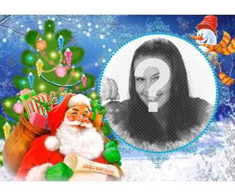 photo frames with santa claus loaded with gifts