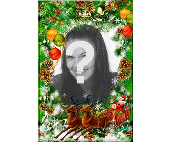 christmas postcard to personalize with wreath and santa claus