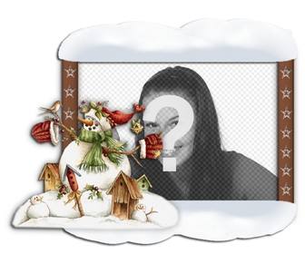 photo frame with snow edge and snowman put ur photo in the bacgound online and free