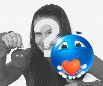 blue emoticon with red heart
