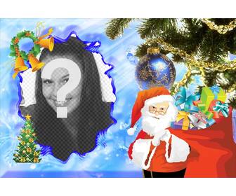 illustrated christmas card with santa claus to decorate ur photos online