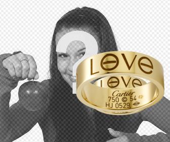 sticker of ring engraved with the text love to put together with the image u upload