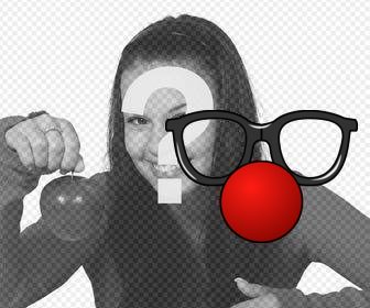 online photomontages of clown glasses and red nose