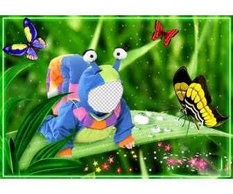 virtual costume for children of snail with butterflies around