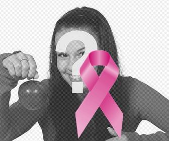 pink ribbon against cancer photo effects