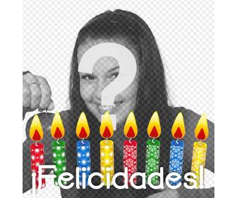photo effect of colorful birthday candles to upload photo