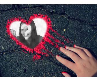 photo effect of heart of red ink for ur photo
