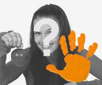 sticker of orange hand against violence to women