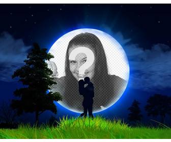 love photo effect of couple and the moon