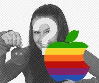 apple logo sticker with colors to ur photo