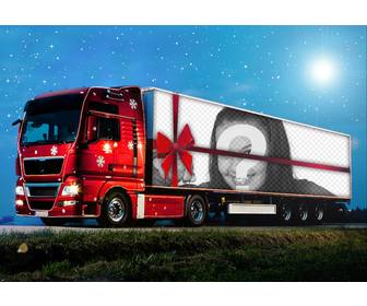 photo effect of christmas truck to upload photo