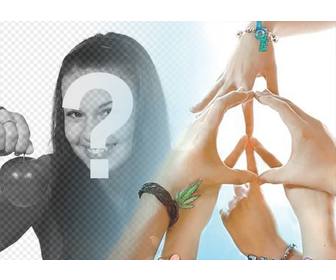 photo effect with hands making the peace symbol