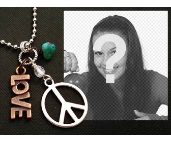 photo effect with peace symbol and the word love