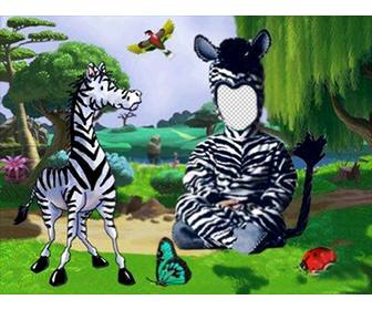 put costume zebra to ur kids with this photomontage online