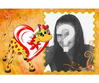 giraffe photo frame in love inside heart put ur photo inside the frame