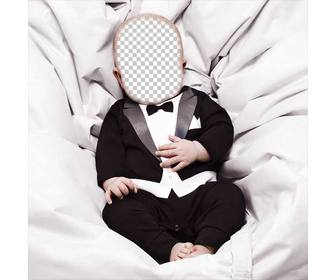 photo effect of baby wearing suit to upload photo