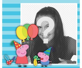 effect with peppa pig and george celebrating to upload photo