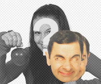 wear this funny mask of mr bean face and for free