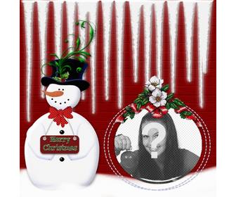 rounded picture frame with snowman where u can put ur photo in christmas ball