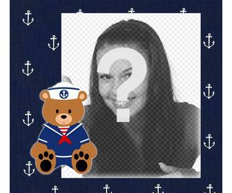 frame with sailor teddy bear to upload photo and decorate it