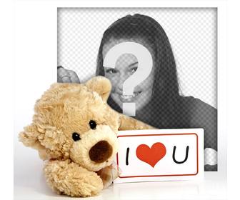 cute teddy bear with sign that says i love u